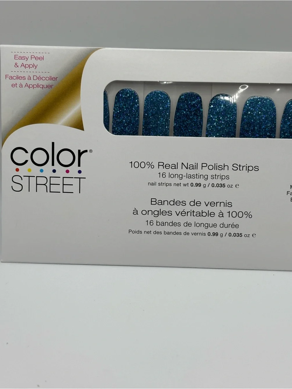 Color Street Dallas Darling Blue Glitter Nail Polish Strips New